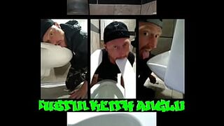 Faggot Justin Exposed Licking Public Toilets