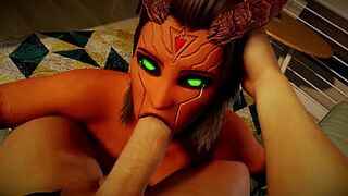 XVIDEOS - Demon Girl with Toxic Green Eyes Gives Blowjob in POV