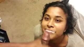 Beautiful Indian girl took the cream of African cock in her mouth video